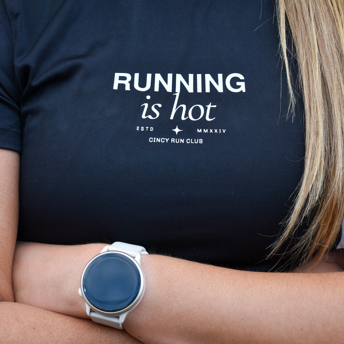 RUNNNING IS HOT Women's Fitted Tee