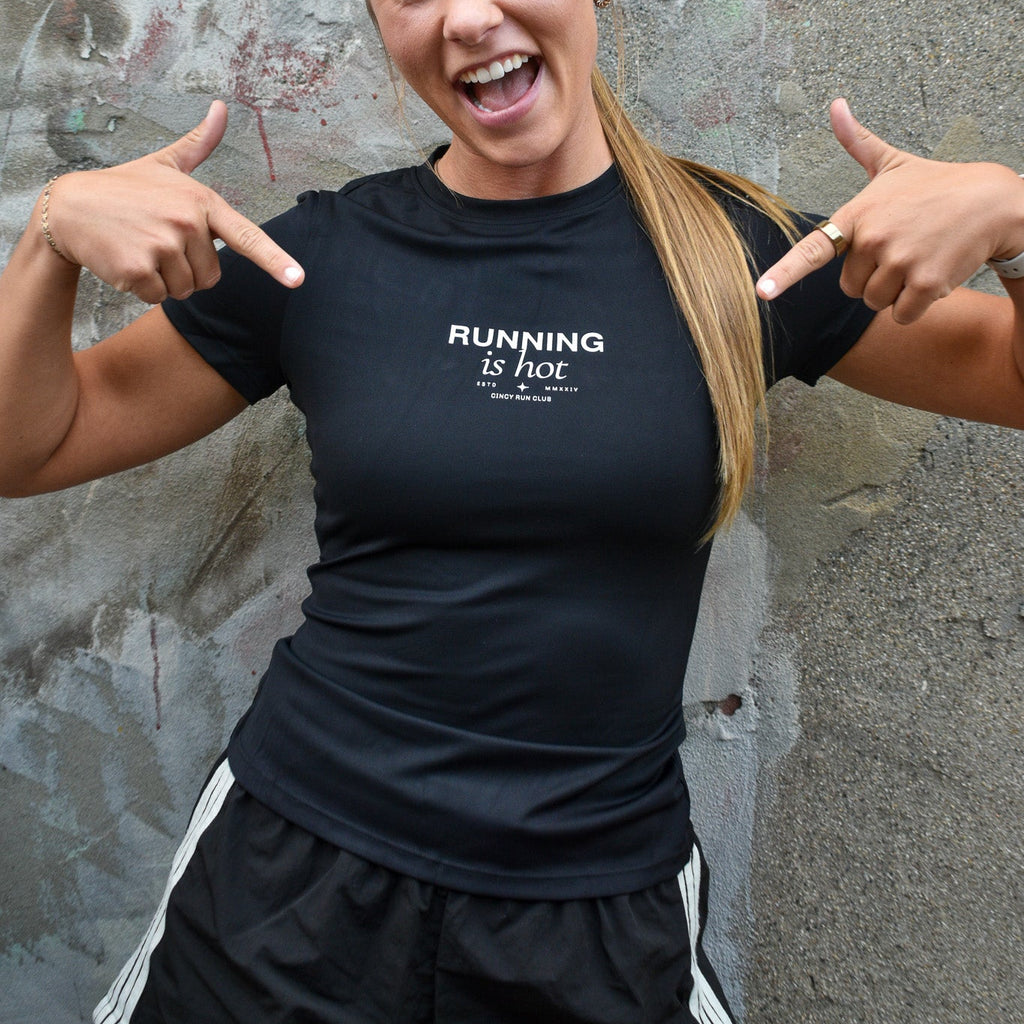 RUNNNING IS HOT Women's Fitted Tee
